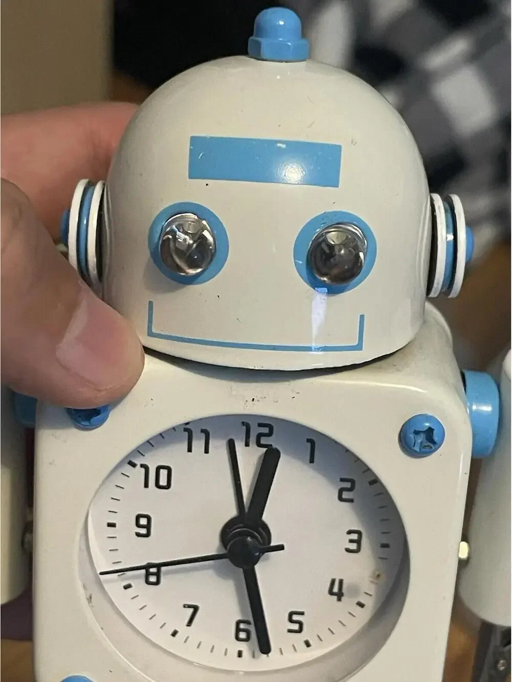 Diskary Robot Alarm Clock Moveable Arms Blue White, (no Arm)